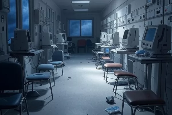 Empty hospital ward during strike