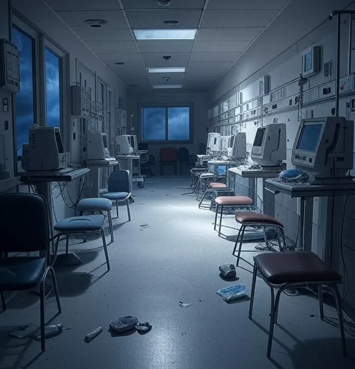 Empty hospital ward during strike